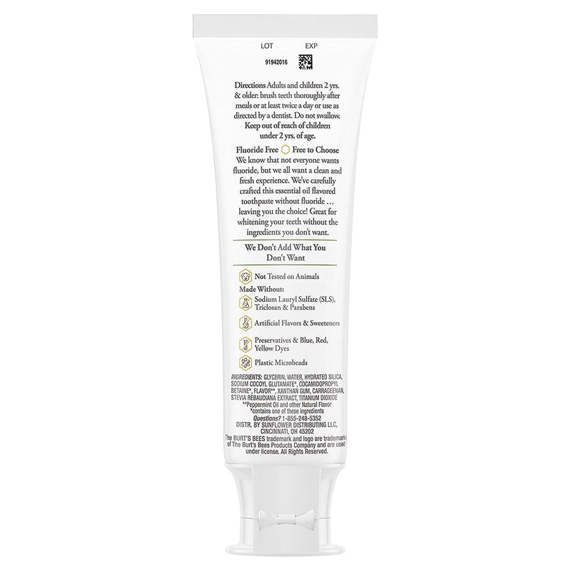 P&G-Burts Bees Toothpaste Purely White 4.7 Ounce Zen Peppermint (Pack of 2) 4.7 Ounce (Pack of 2)