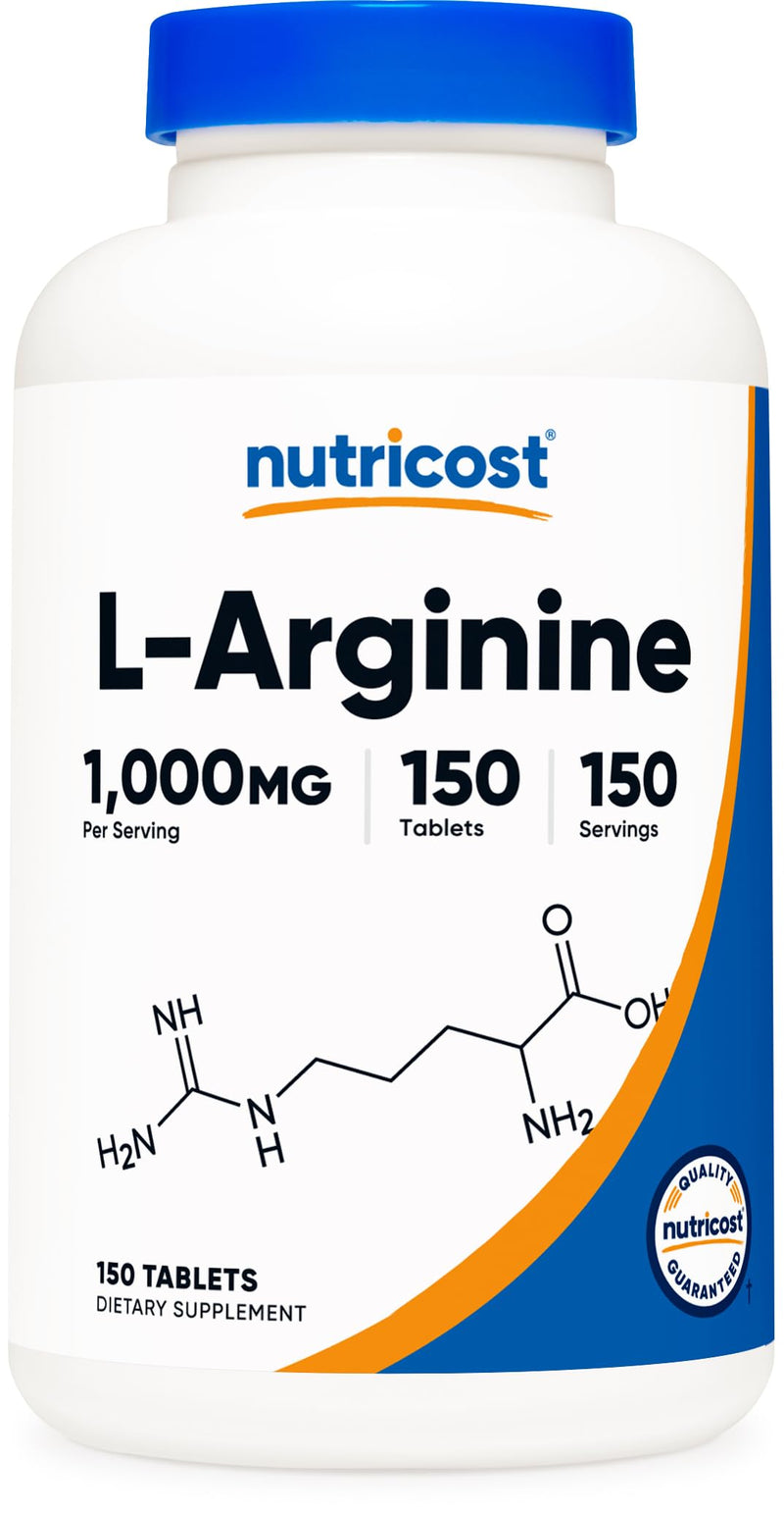 Nutricost L-Arginine 1000mg, Amino Acid Tablets (150 Tablets) 150 Count (Pack of 1)