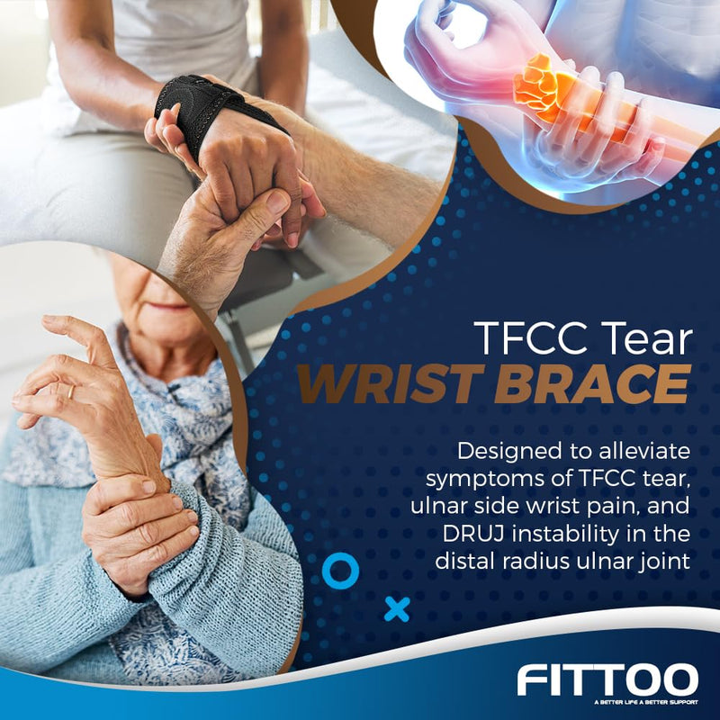[Australia] - FITTOO Wrist Brace for TFCC Tears, Real Copper Infused TFCC Wrist Brace with Ring Pad for TFCC Tears, Ulnar Sided Wrist Pain, DRUJ Instability, Universal Size for Men & Women Right-L Coal - Right Hand Large 