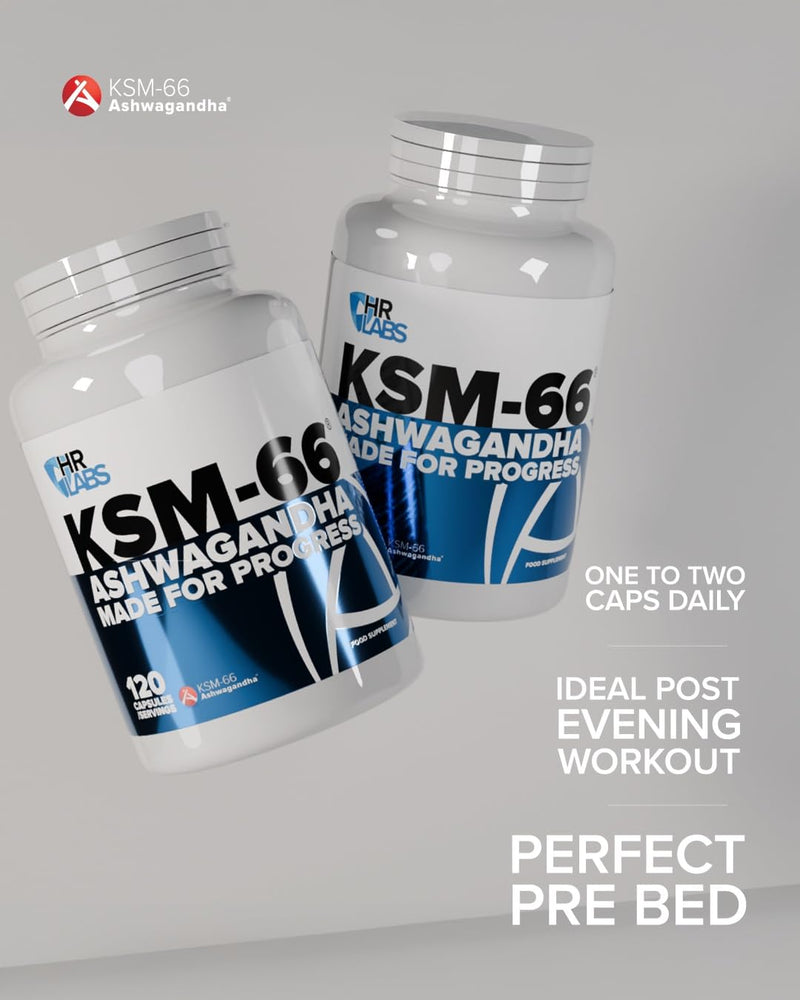KSM-66 Ashwagandha, Sleep Aid, Stress Reduction, Improves Libido, Testosterone Levels, Immune & Cognitive Function, 120 x 500mg Capsules, Unflavoured