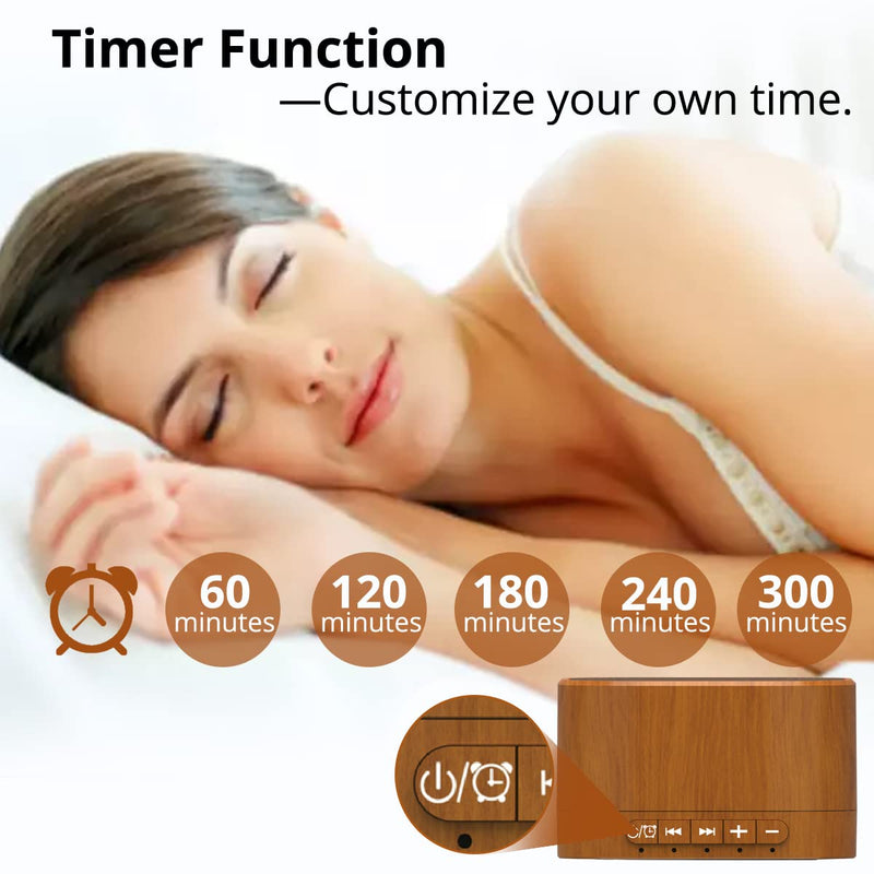 [Australia] - Magicteam Sound Machines White Noise Machine with 20 Non Looping Natural Soothing Sounds and Memory Function 32 Levels of Volume Powered by AC or USB and Sleep Sound Timer Therapy for Baby Kids Adults Wood 