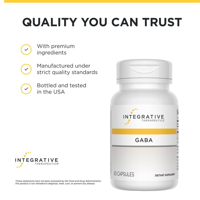 Integrative Therapeutics GABA - Brain Health Supplement that Supports Nerve Cell Function* - Support Neurochemical Balance & Neurotransmitter Production* - Dairy-Free - 60 Capsules (60 Servings) Standard Packaging