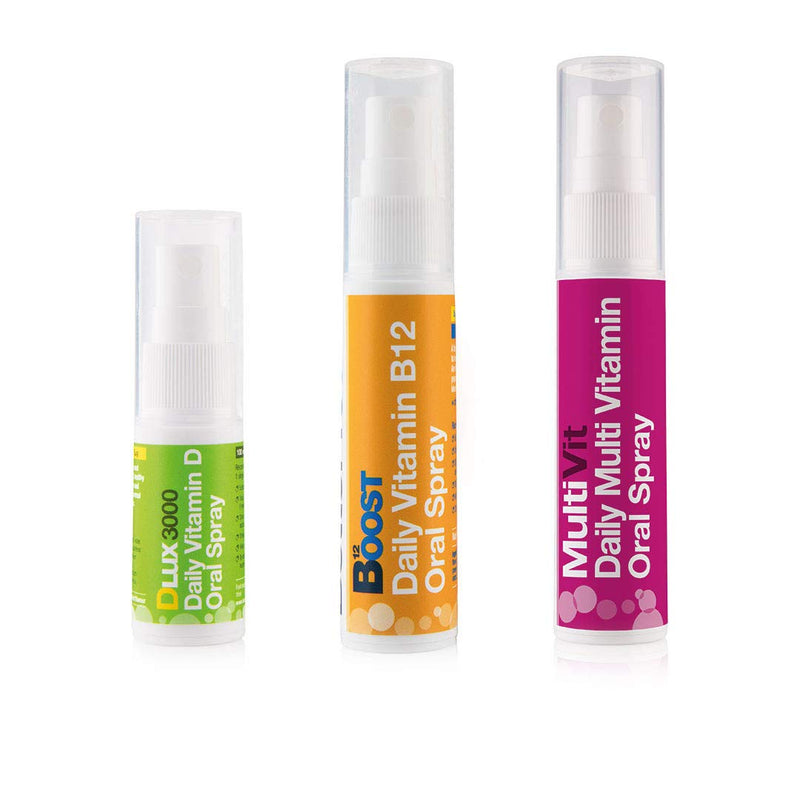 BetterYou Complete Wellness Pack: Vitamin B12 + Vitamin DLux3000 + MultiVit Oral Sprays (3 Pack)