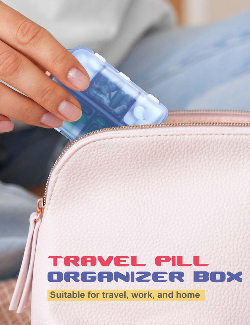 3 Pcs DIY Travel Pill Organizer with Labels Pocket Pharmacy, 3 Pill Box & 420 Medicine Labels, Portable Travel Essentials Mini Pill Container 7 Day Pill Case Storage Vitamin Fish Oil (Set A) Gray + Blue + White 3 PCS