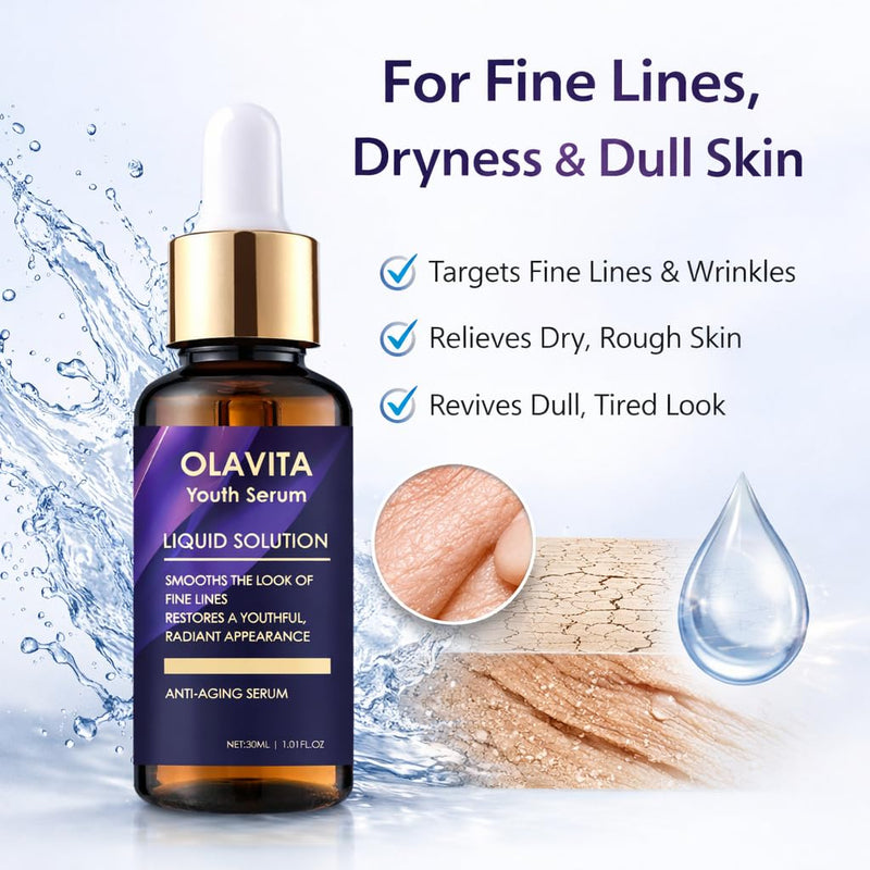 Liquid Solution Anti Aging Serum for Face with Collagen | Hyaluronic Acid, Ceramide & Vitamin C, Hydrating and Firming Wrinkle Anti-Aging Serum for Fine Lines and Dull Skin (3 Pack) 3 PACK