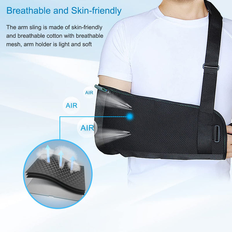Arm Sling Shoulder immobilizer for Shoulder Injury with Back Belt Men & Women Shoulder Immobilizer Left and Right Arm Lightweight Rotator Cuff Arm Support for Elbow Wrist Injury -(Size L) Updated Large