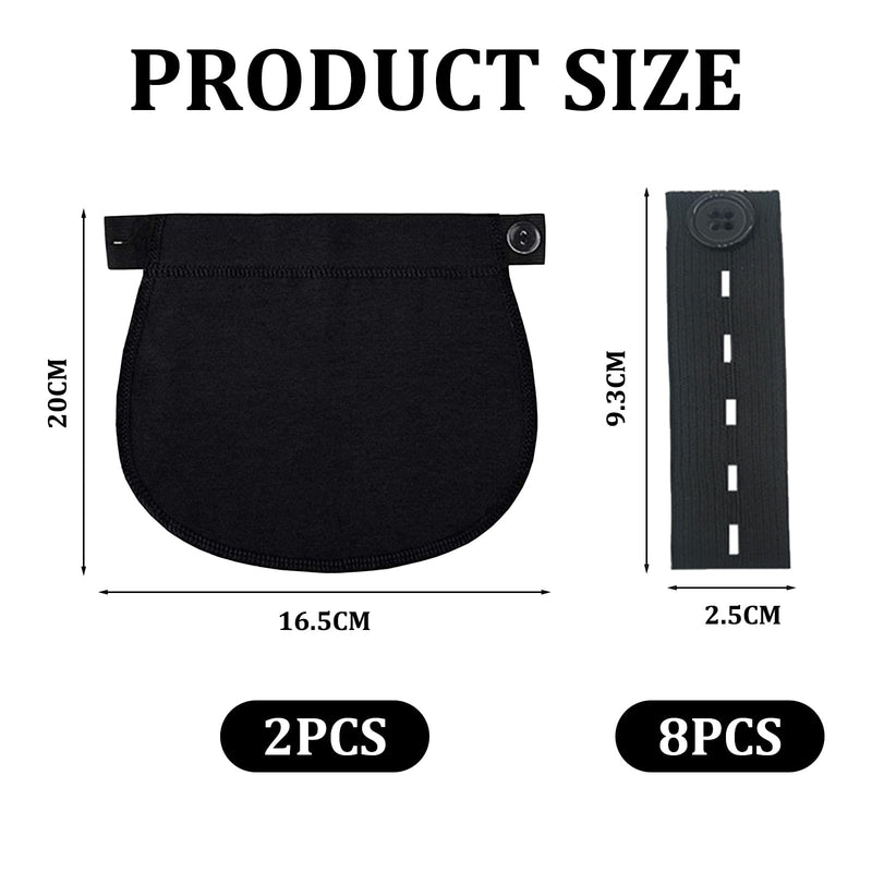 [Australia] - LEOEASIY Pack of 10 trouser waist extensions, pregnancy trousers extensions, pregnancy trousers extensions, comfortable and adjustable trousers extensions for pregnant women (black 