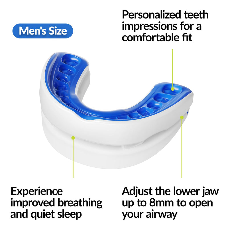 [Australia] - VitalSleep Men's Anti Snoring Mouth Guard, Adjustable Snoring Device, Custom Anti Snore Device with Blackout Sleep Mask, Snore Mouthpiece for Better Sleep, USA Made, 1 Year Warranty 