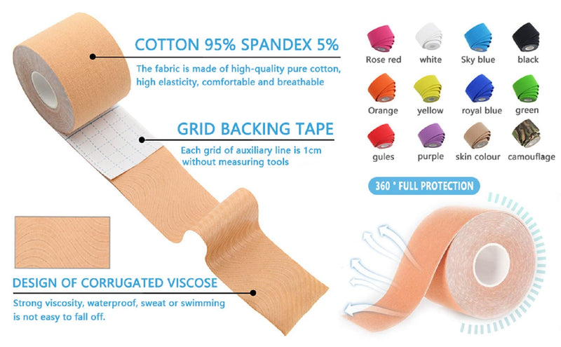 [Australia] - Kinesiology Tape 1/2 /5 Rolls Physio Relieve Muscle Soreness and Strain Shoulders Wrists Knees Ankles Elastic Waterproof Good Air Permeability Hypoallergenic 2 Inch x 16 Foot Purple by SOONGO 1 Count (Pack of 1) 