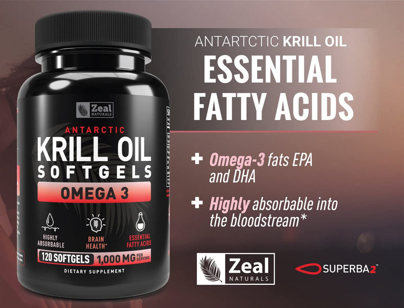 [Australia] - Antarctic Krill Oil 1000mg (120 Softgels) Omega 3 Krill Oil Supplement with EPA, DHA & Astaxanthin - Omega 3 Fish Oil for Joint, Brain, and, Heart Support for Men and Women 120 Count (Pack of 1) 