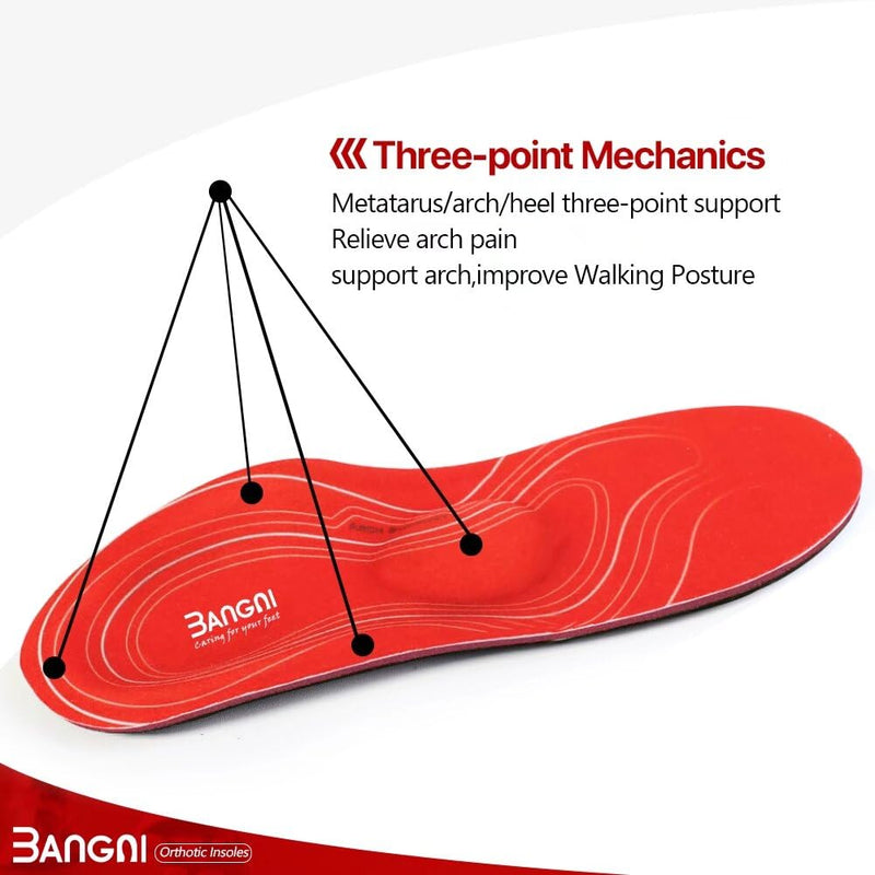 [Australia] - 3ANGNI Orthopedic insoles, flat foot insoles, shoe insoles, orthopedic, heel spur insoles, splayfoot, plantar fasciitis, comfortable arch for men and women Orthopedic Insoles EU (43-44) 280MM 1007-Red 