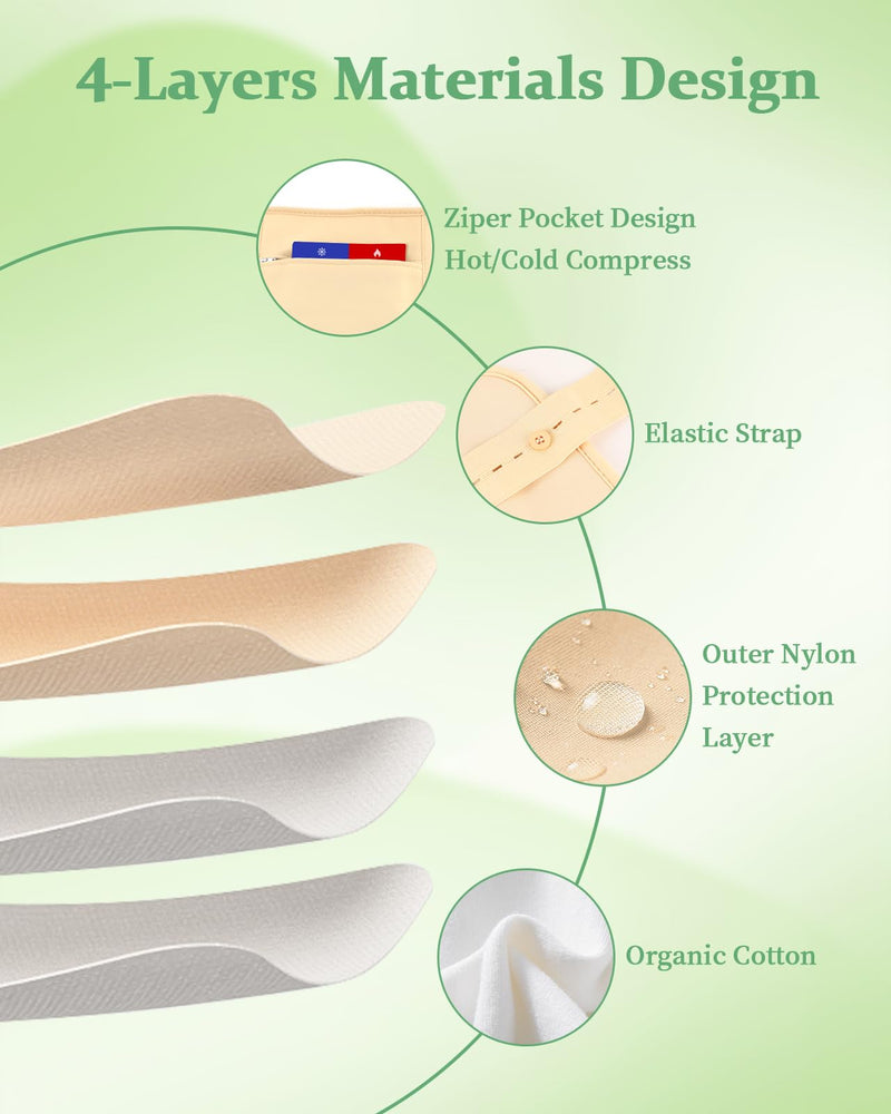 [Australia] - Castor Oil Pack Wrap, 9 Pcs Reusable Organic Castor Oil Pack Kit for Neck Chest Waist Back Knee and Feet, Adjustable Elastic Straps Castor Oil Compress Pads, Machine Washable Anti Oil Leak A-khaki 