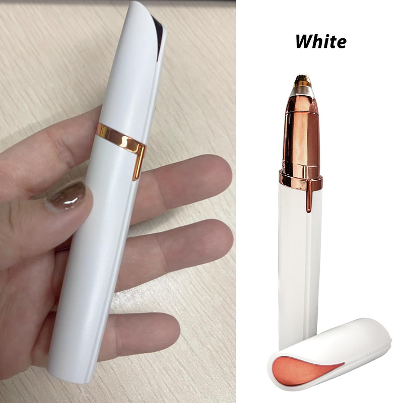 2 Pack USB Rechargeable Portable Electric Eyebrow Trimmer Pen for Women,Painless Precision Eyebrow Hair Remover, Safe Eyebrow Shaver Razor Tool for face Leg Lip Armpit Hand(White) White