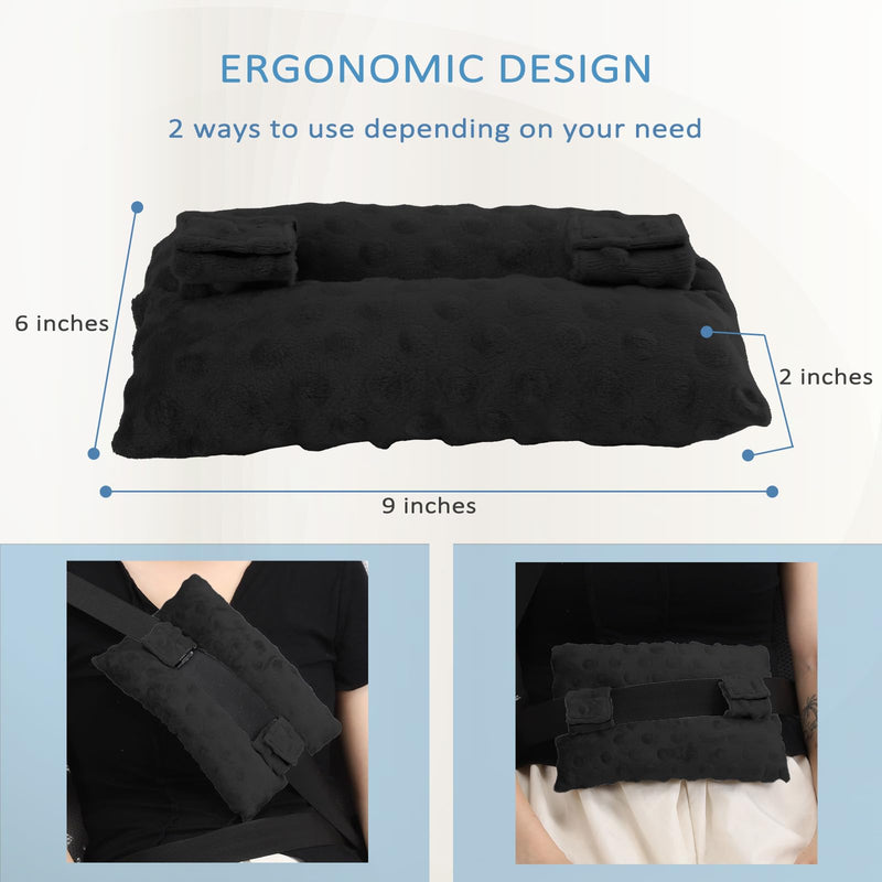 [Australia] - Post Surgery Seat Belt Pillow, Masterectomy Seatbelt Pillow, Hysterectomy Pillow Abdominal Surgery Seat Belt Cushion, Port Pillow, Heart Surgery Cushion, Tummy Tuck and C-Section Recovery (Black) Black 
