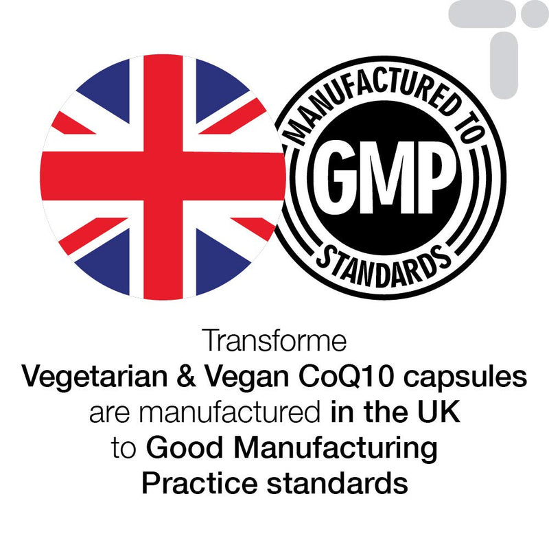 Transforme CoEnzyme Q10 100mg with Vitamin B6 | Vegetarian & Vegan | 120 CoQ10 Naturally Fermented Capsules | Natural Ingredients | Dairy & Gluten Free | Made in the UK