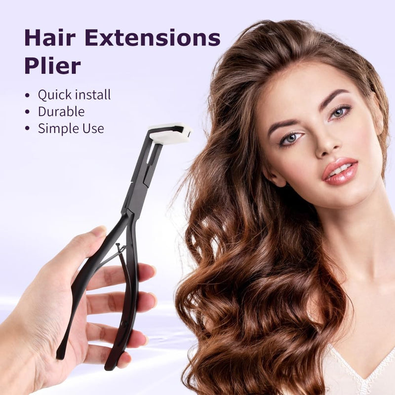 [Australia] - Tape in Hair Extensions Plier, Stainless Steel Flat Surface Extensions Tape Sealing Clamp Pliers Tool, Microlink Hair Extension Removal Tool Kit for Women Hair Extension Tools(Black) Black 