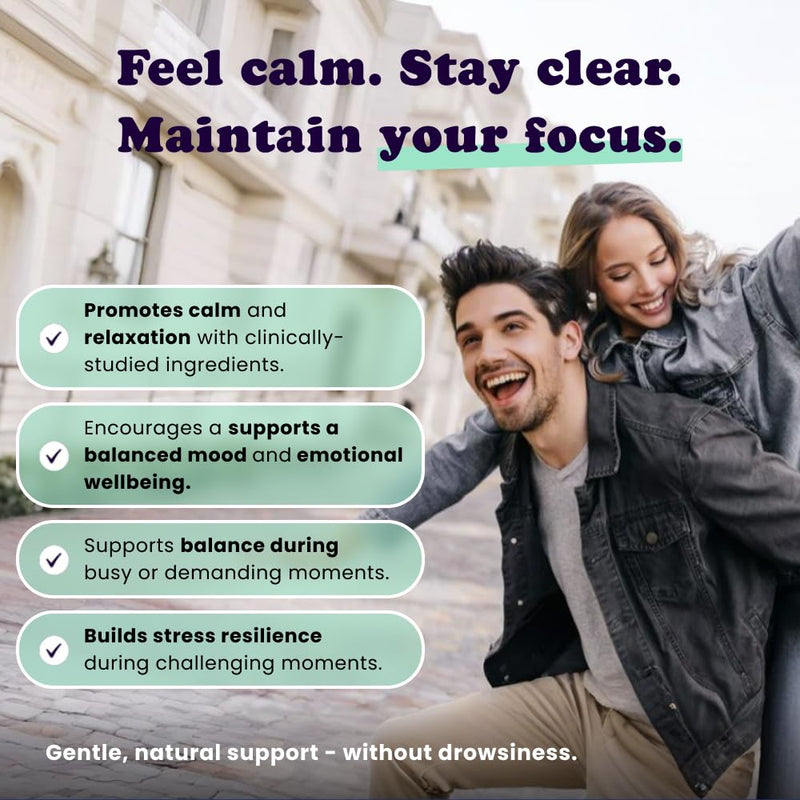 Calmee Natural Calm & Relaxation Support Supplement - 30-Day Supply - with Ashwagandha, Lactium, Holy Basil & Vitamin B6 for Normal Psychological Function, 60 Vegetarian Capsules 60 count (Pack of 1)