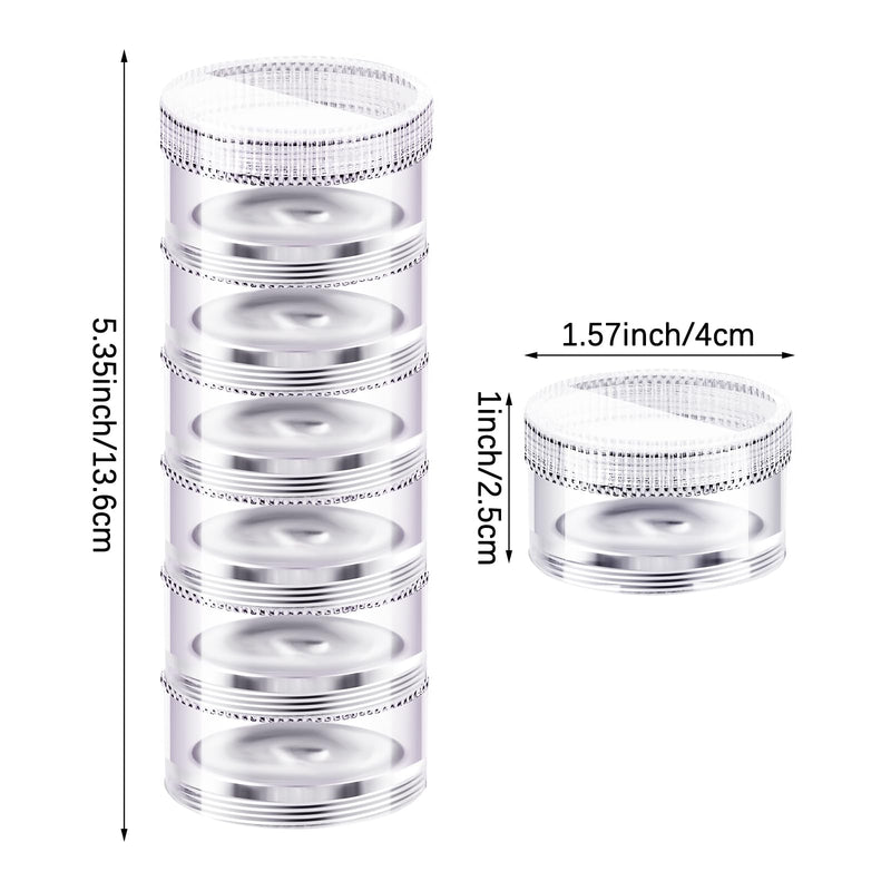 Sieral 6 Pack 7 Day Stackable Pill Organizers Round Pill Organizer Case Stackable Weekly Supplements Vitamins Individual Storage Container Boxes Holder Dispenser with Lids for Travel Medicine, Clear