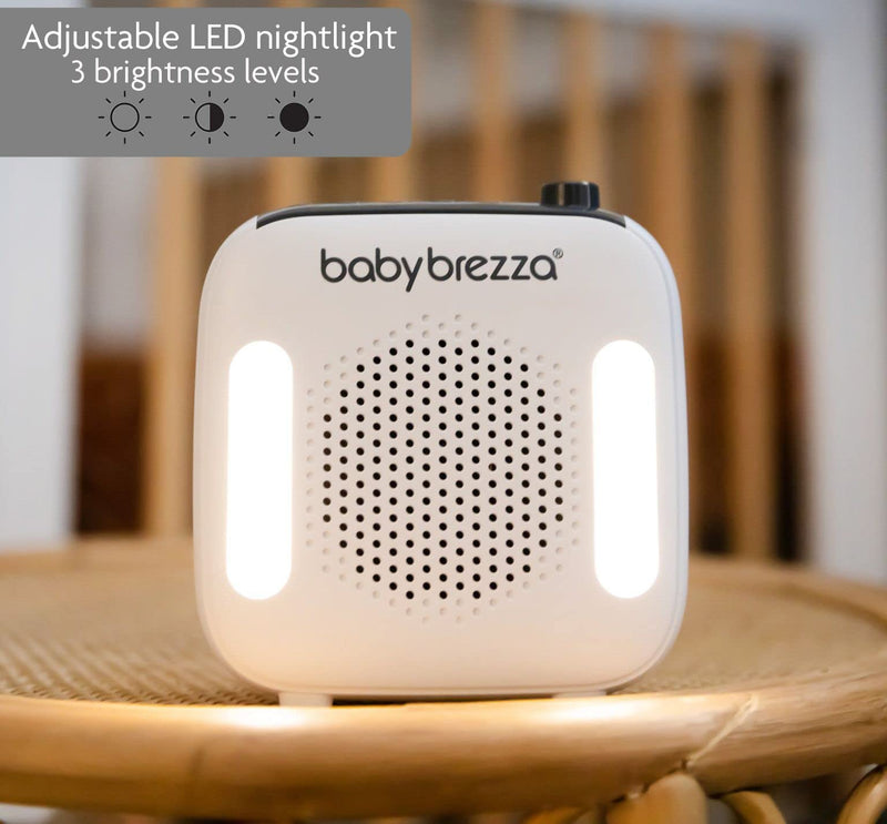 [Australia] - Baby Brezza Adjustable Baby Sound Machine and Night Light with 18 Sounds – Small, Portable Design for Easy Travel or Crib Use – includes Lullaby, Nature, White Noise, Waves + More – USB Powered 