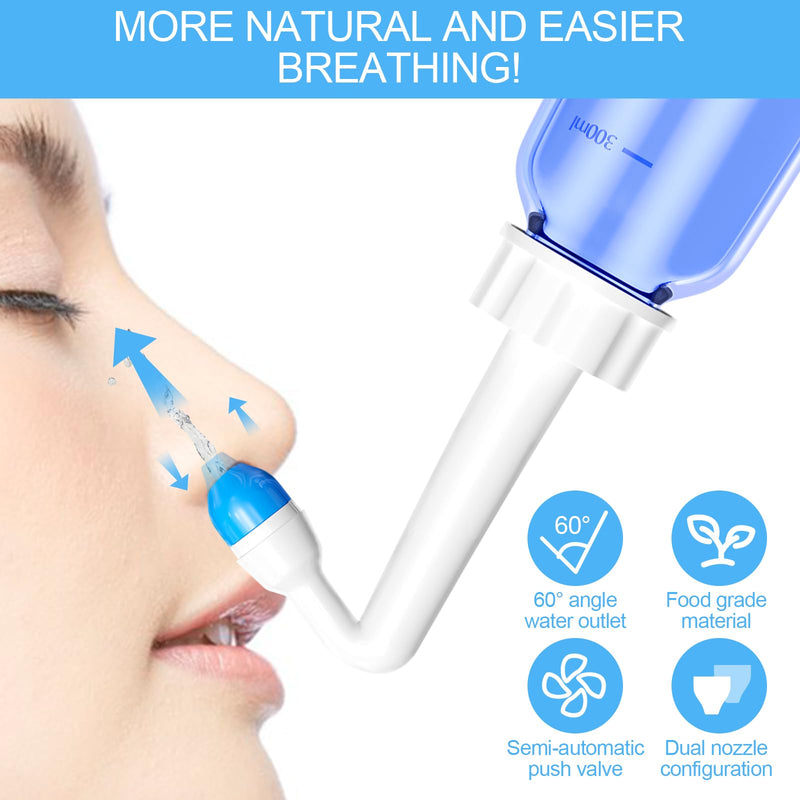 [Australia] - Rseuphiee nasal shower, 300 ml nasal rinse with 40 salt bags, nose cleaning and sinus care, nasal rinse salt for adults and children, nasal rinse for nasal cleansing for colds and allergies, BPA-free. 