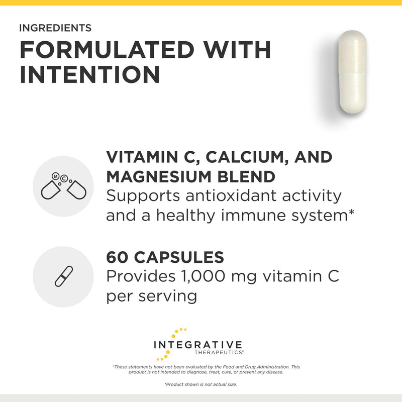 Integrative Therapeutics Buffered Vitamin C 1,000 mg - Easy, Daily Immune Support with Magnesium & Calcium* - Antioxidant Support for Healthy Skin & Connective Tissues* - 60 Vegan Capsules, 2