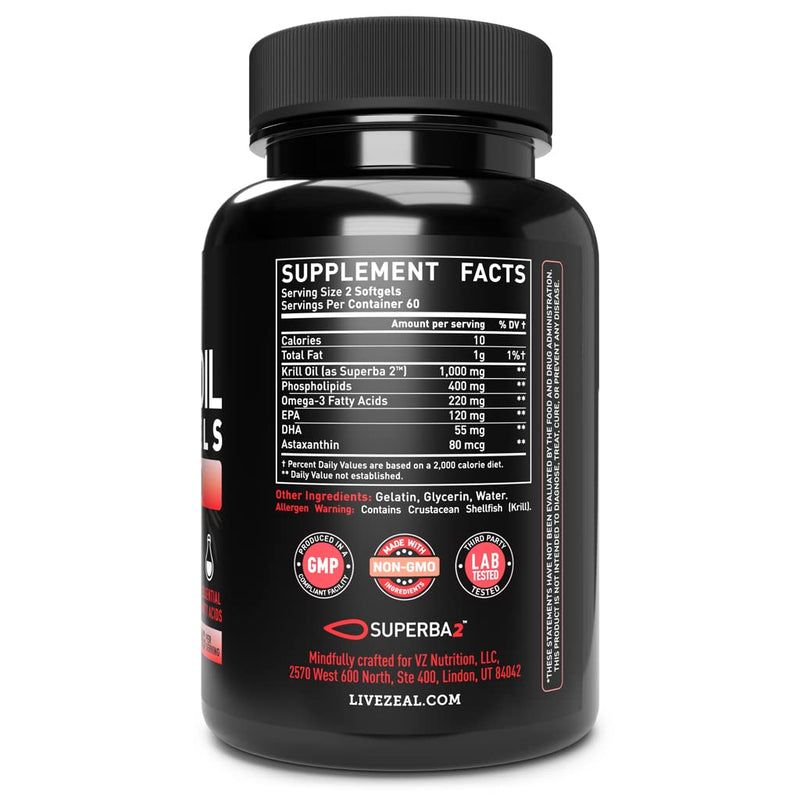 [Australia] - Antarctic Krill Oil 1000mg (120 Softgels) Omega 3 Krill Oil Supplement with EPA, DHA & Astaxanthin - Omega 3 Fish Oil for Joint, Brain, and, Heart Support for Men and Women 120 Count (Pack of 1) 
