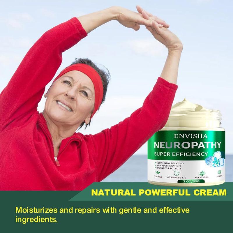 Neuropathy Cream with Menthol, Arnica, Aloe Vera, Emu, Vitamin B6, Extra Strength for Feet, Hands, Legs, 2oz