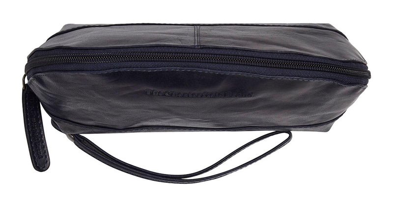 Chesterfield Brand Toiletry Bag TORINO | Made Of Leather | Large Cosmetics Case For Men And Women For Travel (Navy)