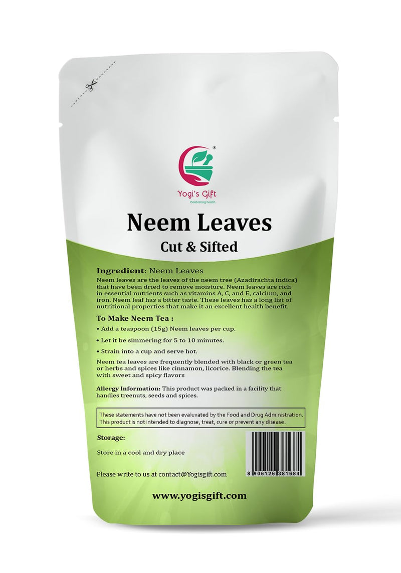 [Australia] - Neem Leaf 4 oz | 100% Natural Detox Neem Tea | Neem Leaves Cut and Sifted | Azadirachta Indica Leaf | Margosa Leaves | Non-GMO, Ethically Sourced | Nim Leaves | by Yogi's Gift® Neem Leaves 4 oz 