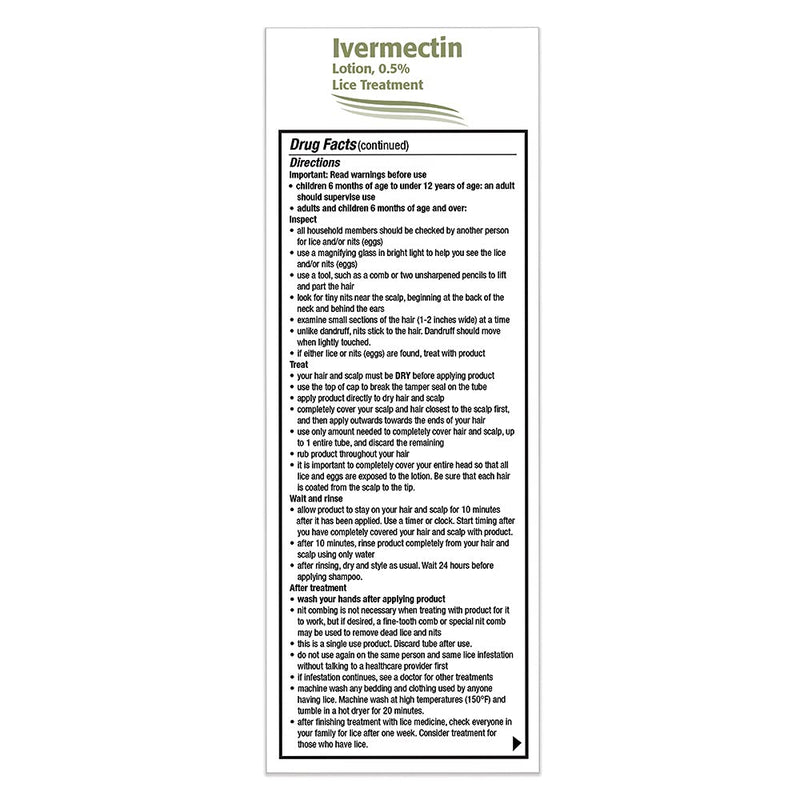 [Australia] - TARO Ivermectin Lotion 0.5% Lice Treatment for Adults - Prescription Level Hair Lice Treatment, Effective Solution Kills Eggs and Nits, No Nit Combing, Single Application use 