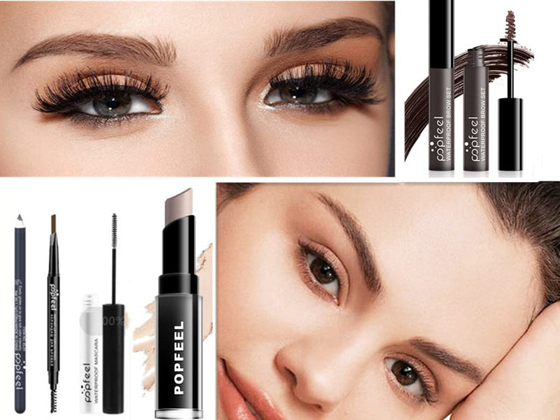 [Australia] - Makeup Kit For Women Full Kit, Naked Shimmer Eyeshadow Palette, Waterproof Black Eyeliner & Mascara, Makeup Tools Set, Lipstick, Premium Synthetic Foundation Powder for Medium to Dark Skin #pop004 