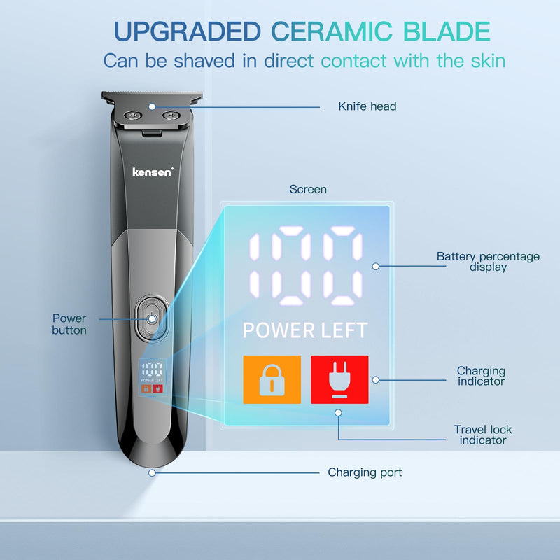 Kensen Adjustable Beard Trimmer for Men – Precision Ceramic Blades, Waterproof, Rechargeable, Ideal for Beards, Mustaches & Hair Electric Shavers Facial Hair Trimming Electric Razor Clipper Groomer