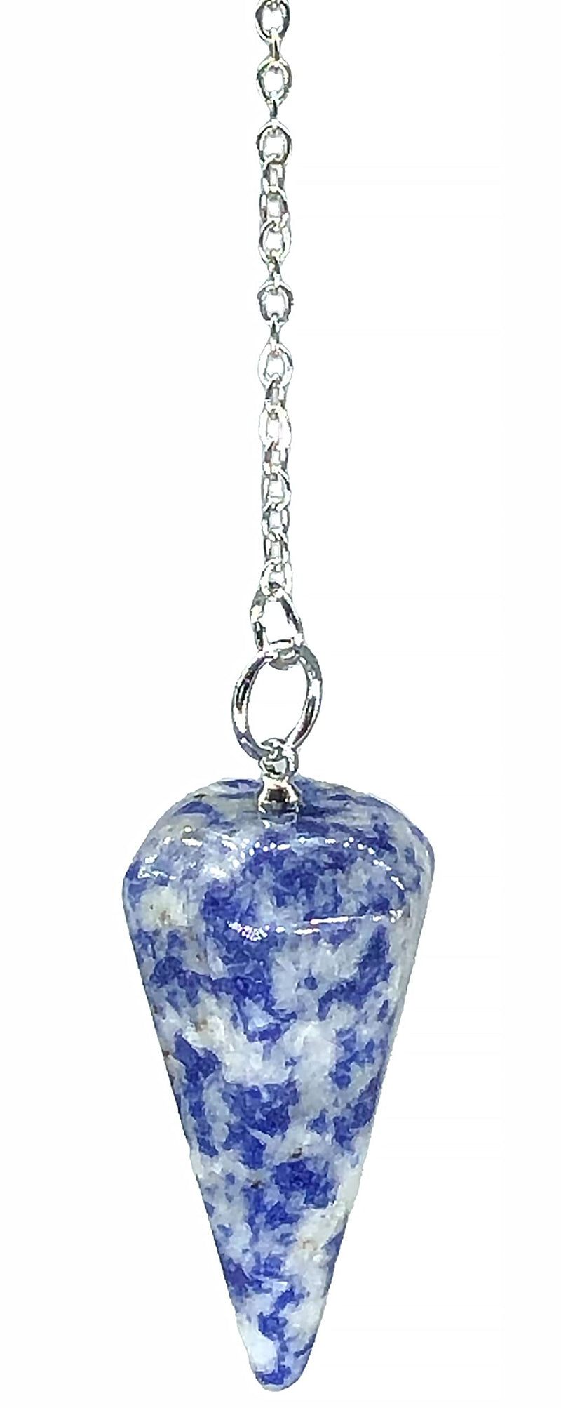 [Australia] - Polar Jade Pendulum made from Natural Blue Sodalite Gemstone for Dowsing Divination Chakra Reiki. Spitz with chain and jewelry pouch, witchcraft accessories tiger eye gemstone 