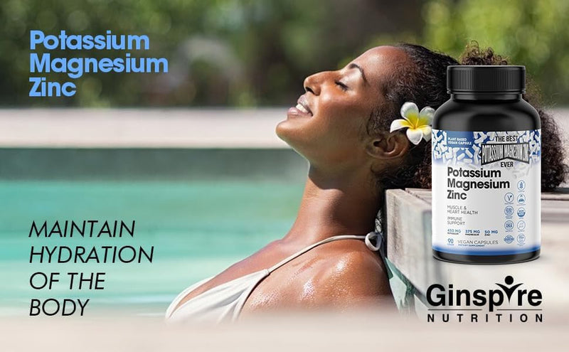 [Australia] - Magnesium Potassium Supplements w/Zinc - 90 Capsules - Magnesium Potassium Zinc for Vascular Health – High Absorption Vegan Potassium Magnesium Supplement for Leg Cramps & Sleep 90 Count (Pack of 1) 