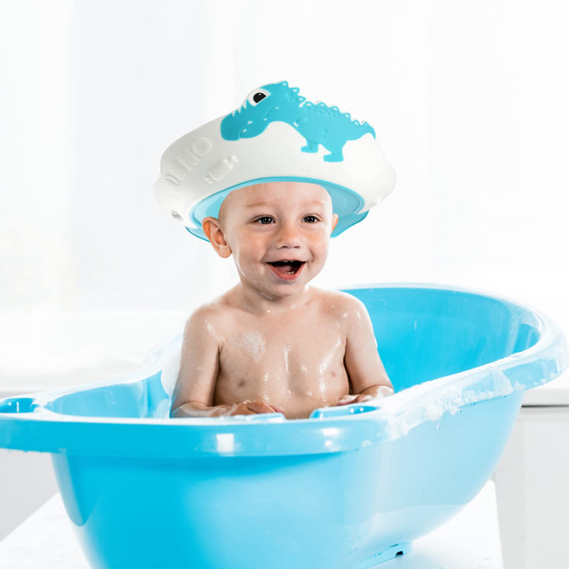 [Australia] - FUNUPUP 2 Pack Baby Shower Cap for Kids, Adjustable Toddler Hair Washing Bathing Cap Shield Baby Shower Visor Shampoo Cap Protect Baby Eyes (Dinosaur) Yellow and Blue Dinosaur 