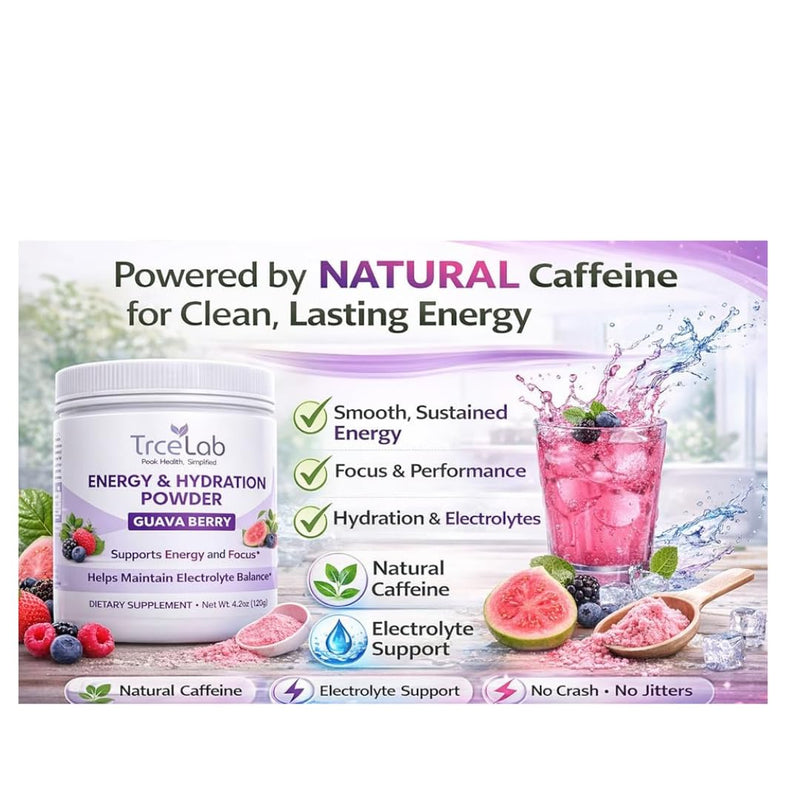 Guava Energy Powder - Natural Caffeine Powder with L-Theanine, Methylcobalamin, Folate, Niacin, Riboflavin, B6 - Clean Energy Drink Powder for Women - Pre Workout with Green Tea Extract 1