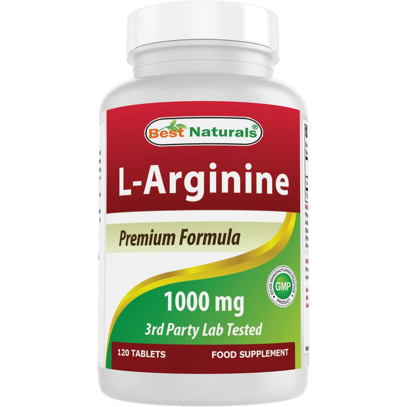 Best Naturals L-Arginine 1000 mg 120 Tablets - Pharmaceutical Grade - (2 Bottles)