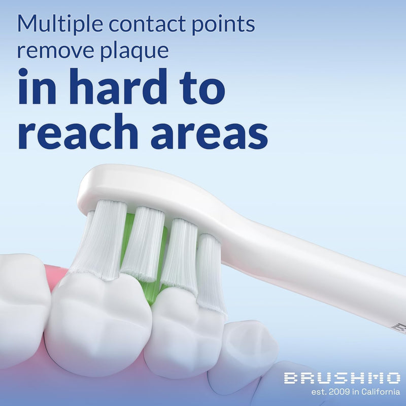 Brushmo Whitening Replacement Toothbrush Heads, Compatible with Philips Sonicare Click-on Electric Toothbrush Handles, 8 Compact Heads, Medium Firm Diamond-Shape Dupont Bristles, BM678w, White