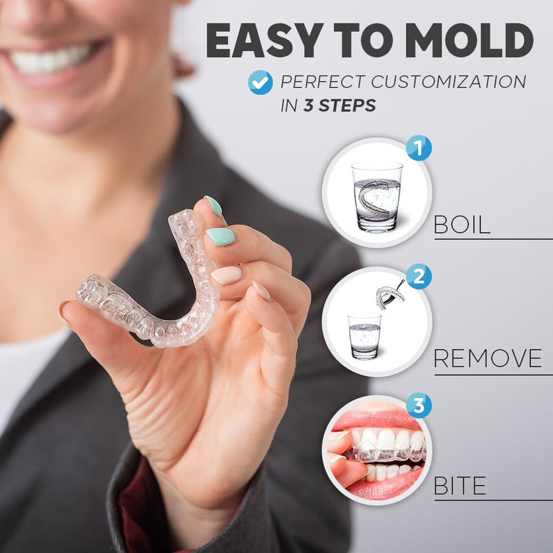 KOHEEL MGS Ultra-Thin Mouth Guard for Teeth Grinding, Professional-Fit Night Guard for Clenching, Comfortable Dental Guard, 4 Count (Small) Small