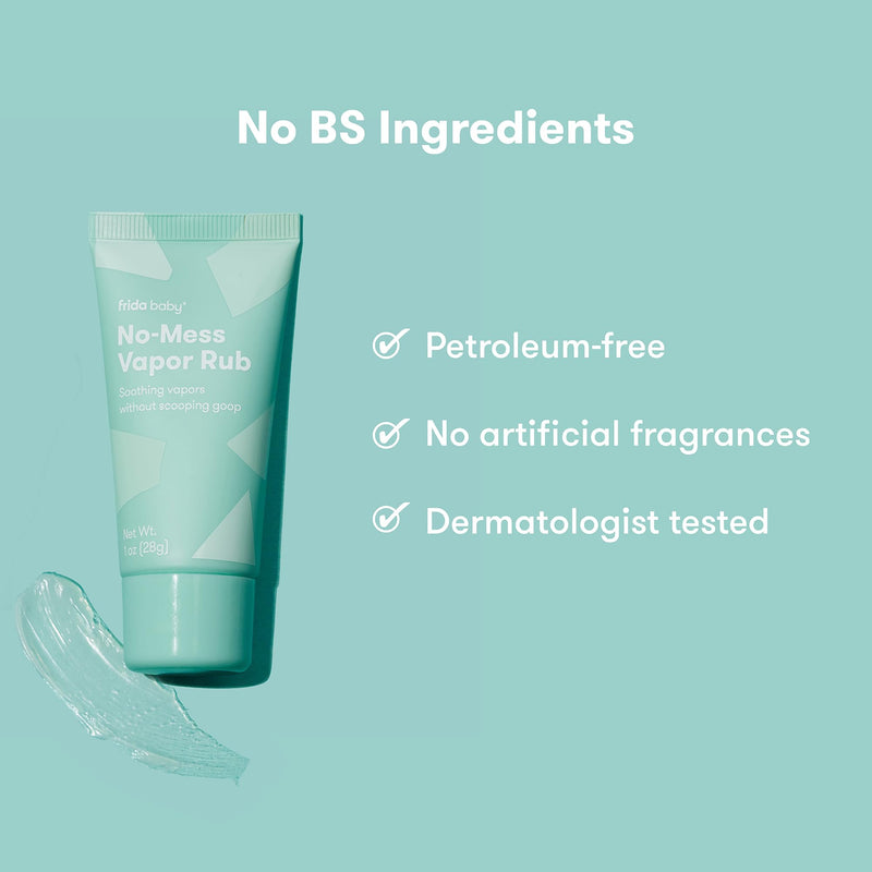 [Australia] - Frida Baby No-Mess Vapor Rub, Baby Vapor Rub for Chest, Neck, Back + Foot,Non-staining, Petroleum-Free Hands-Free Applicator Tube, Soothing Eucalyptus & Lavender for Sleep 