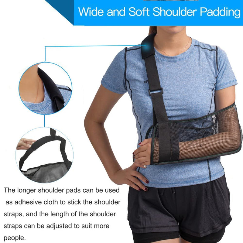 [Australia] - Mesh Arm Shoulder Sling - Medical Shoulder Immobilizer for Shower - Adjustable Arm Brace for Torn Rotator Cuff Injury - Right Left Arm for Men Women - Shower Sling for Elbow, Wrist updated version 