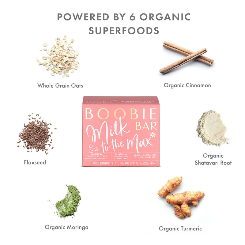[Australia] - Boobie Bar Superfood Lactation 1.7 Ounce Bars Package May Vary, Oatmeal Chocolate Chip, 6 Count 6 Count (Pack of 1) 