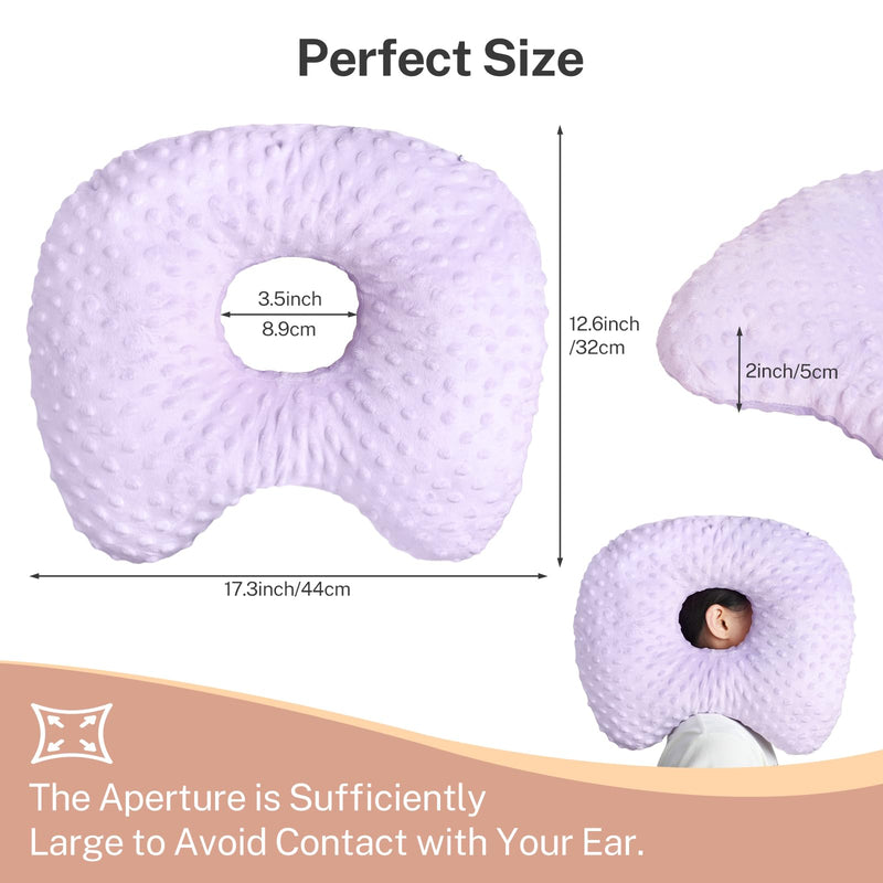 [Australia] - Ear Piercing Pillow for Side Sleepers with an Ear Hole - CNH and Ear Pain Ear Inflammation Pressure Sores, Washable and Adjustable Ear Guard Pillow with Cotton Polyester (Purple) 