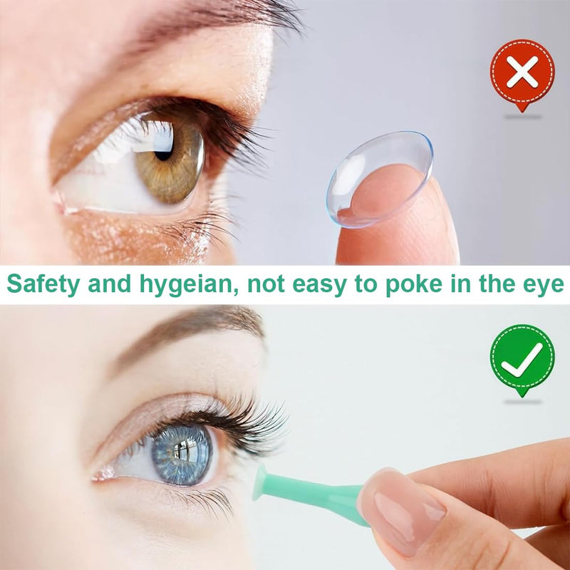 [Australia] - AIYVELU 8pcs Contact Lens Suction Cup, Silicone Contact Lens Remover, Contact Lens Insert Removal Tool, Insertion Aid Contact Lens Suction Cup with Hard Lens Bottle, Green 