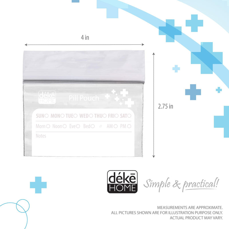 Deke Home - 500 Pack Clear Resealable Pill Bags (4x2.75 in), Travel Medicine Pouches with Write-On Label, BPA-Free Disposable Pill Organizer for Medications, Vitamins & Supplements 500 Count (Pack of 1)