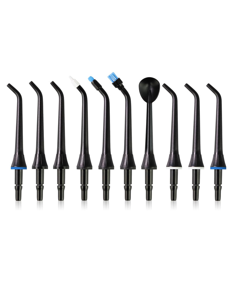 MySmile 10 Pcs Replacement Jet Tips Water Dental Flosser, Oral Irrigator Nozzle Set & Storage Case, Compatible MySmile Cordless Select LP211 and LP221 Black
