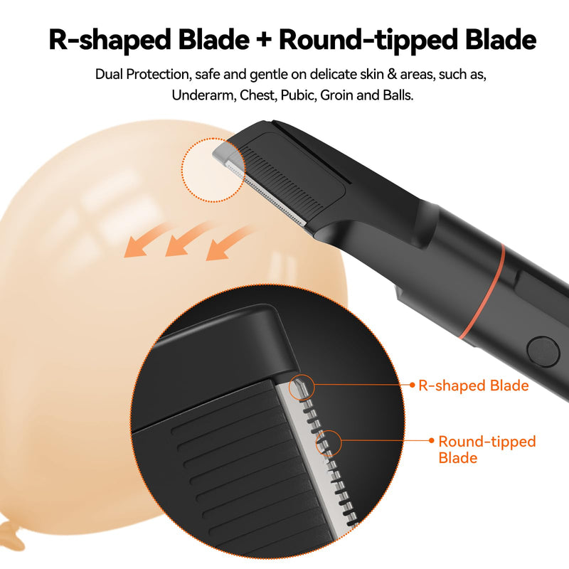 [Australia] - Intimate razor for men, body razor for men, 4 in 1 beard trimmer for men with nose hair trimmer, rechargeable electric razor for body, intimate area, beard, back, testicles and pubic area (black). 