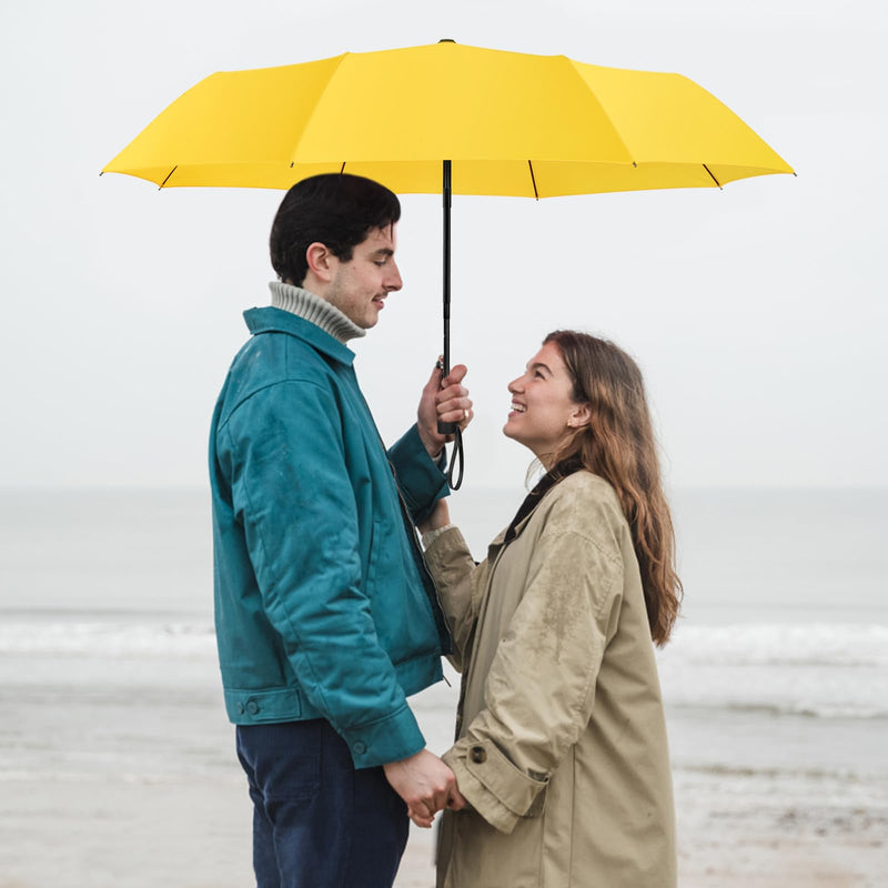 ZOMAKE Travel Umbrella Compact - 8/10 Ribs Portable Collapsible Umbrellas for Rain Windproof - Paraguas Automatic Small Folding Umbrella Lightweight Packable Umbrella for Women Men - Black&Yellow