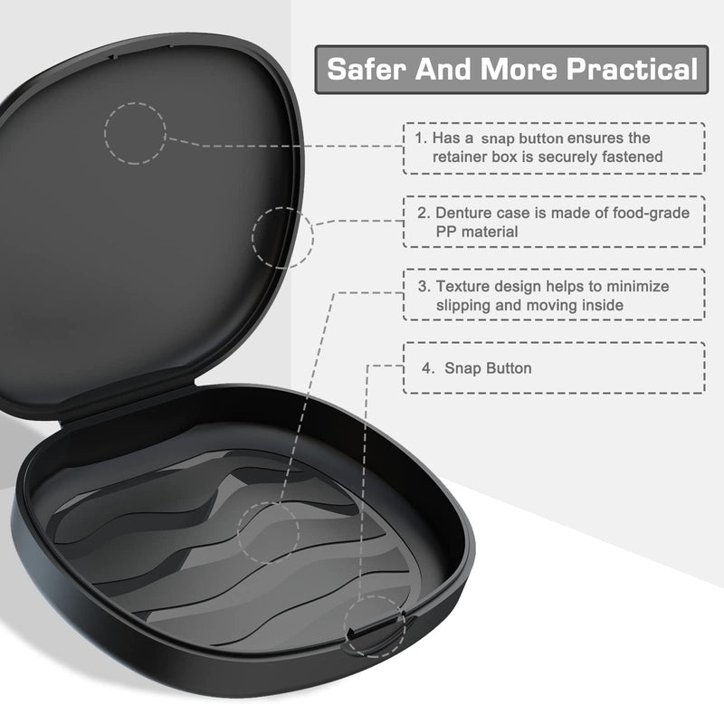 [Australia] - 2PCS Retainer Case Denture Case: BVN Orthodontic Dental Case, Slim Braces Case, Mouth Guard Case, Denture Box, Teeth Aligner Case, Night Guard Case Container Storage Holder Black. TWO 