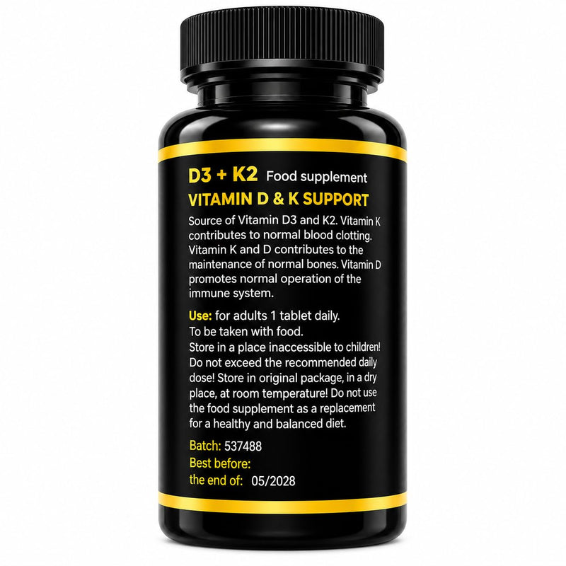 D3 + K2 | Vitamin D3 4000 IU + Vitamin K2 100µg | Immune, Bone & Muscle Support | 60 Vegetarian Tablets | 2 Month Supply